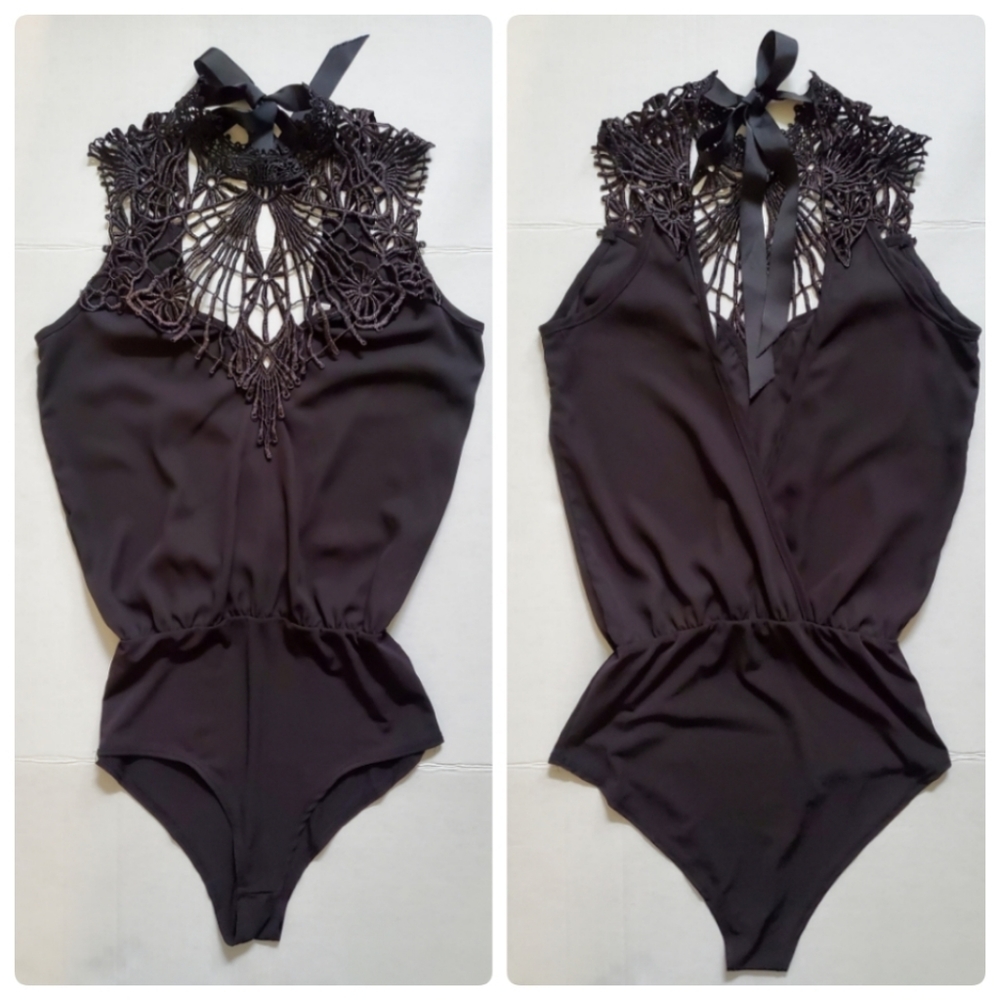 2 for $15- A3 Design halter Lace detail bodysuit
